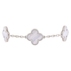 Van Cleef & Arpels Vintage Alhambra 5 Motifs Bracelet 18K White Gold and 