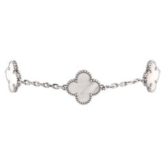 Van Cleef & Arpels Vintage Alhambra 5 Motifs Bracelet 18K White Gold and 