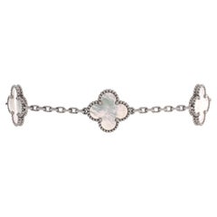 Van Cleef & Arpels Vintage Alhambra 5 Motifs Bracelet 18k White Gold
