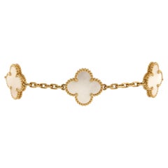 Van Cleef & Arpels Vintage Alhambra 5 Motifs Bracelet 18K Yellow Gold and Mother