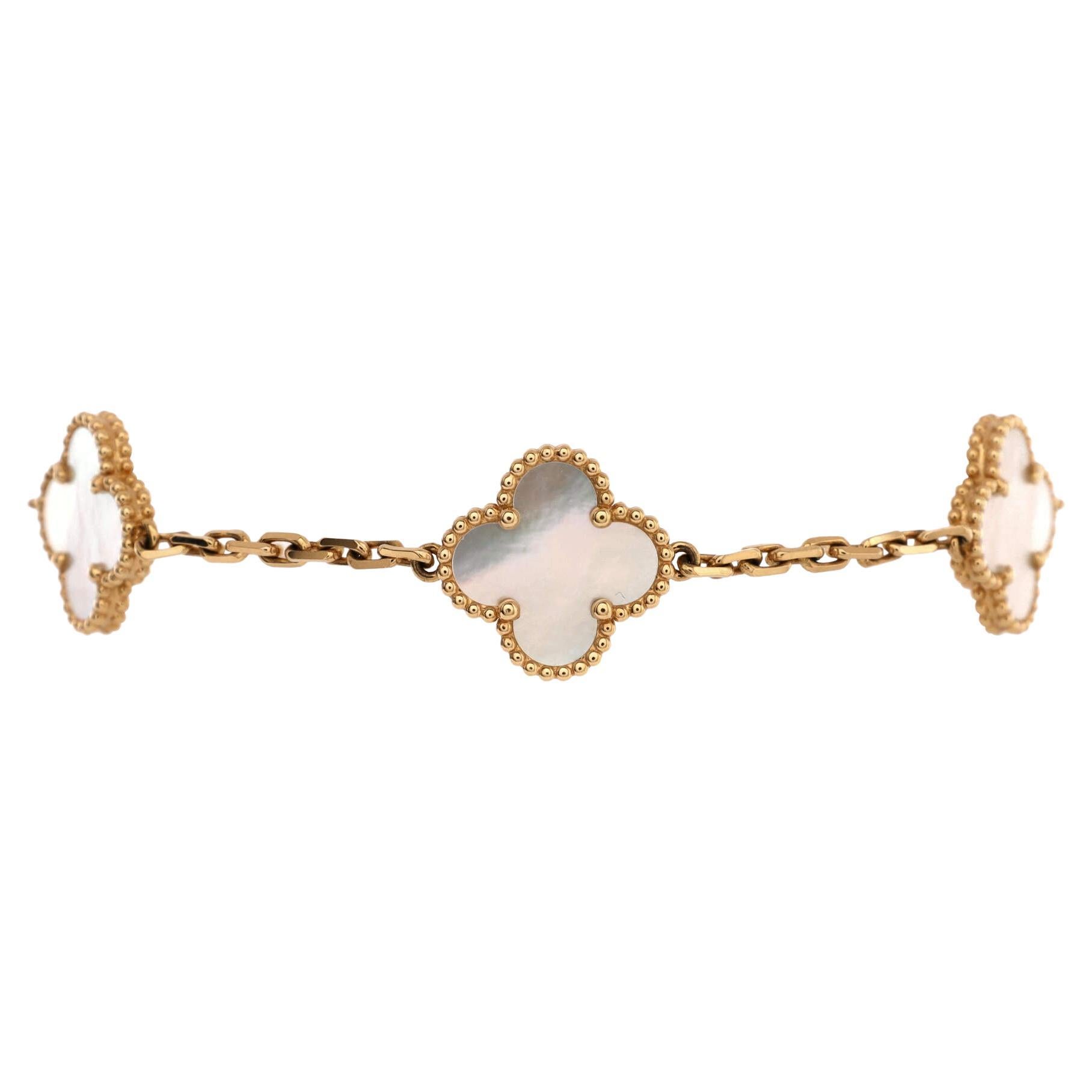 18k solid gold Alhambra bracelet, 5 motifs – Gret'z jewelry