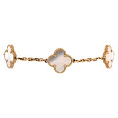 Van Cleef & Arpels Vintage Alhambra 5 Motifs Bracelet 18k Yellow Gold