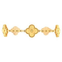 Van Cleef 
Arpels Used Alhambra 5 Motifs Bracelet Guilloche 18K Yellow Gold