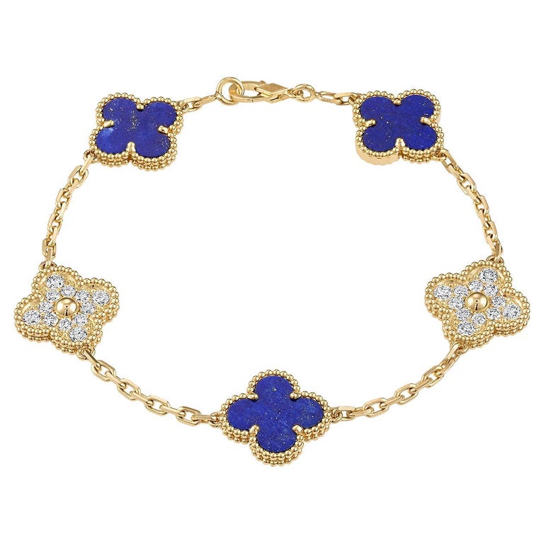 Van Cleef and Arpels Vintage Alhambra 5 motifs Bracelet Lapis Lazuli ...