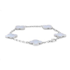 Van Cleef & Arpels Vintage Alhambra 5 Motifs Chalcedony Bracelet 18k White Gold
