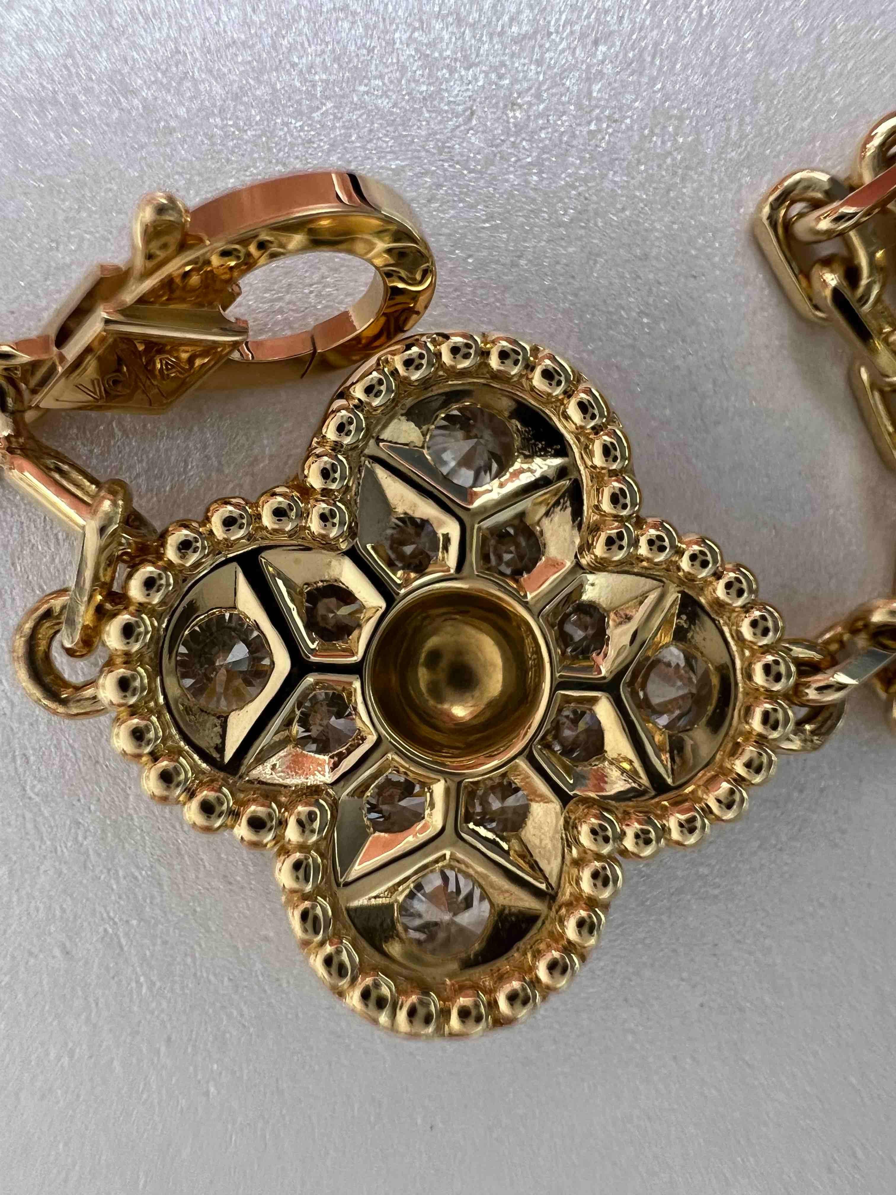 Van Cleef & Arpels Vintage Alhambra 5 Motifs Diamond Bracelet, Yellow Gold 10