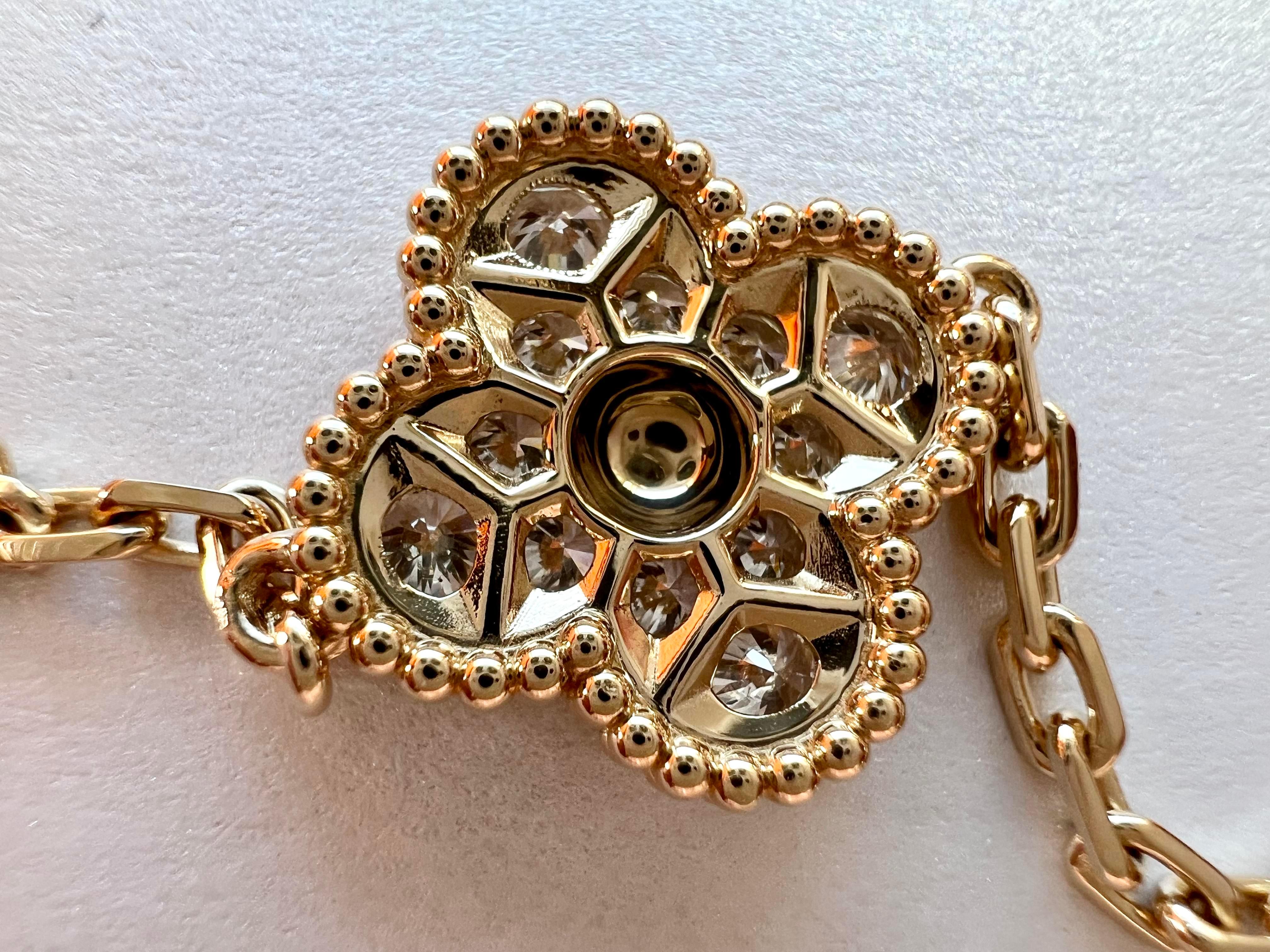 Van Cleef & Arpels Vintage Alhambra 5 Motifs Guilloche Diamond Bracelet 4