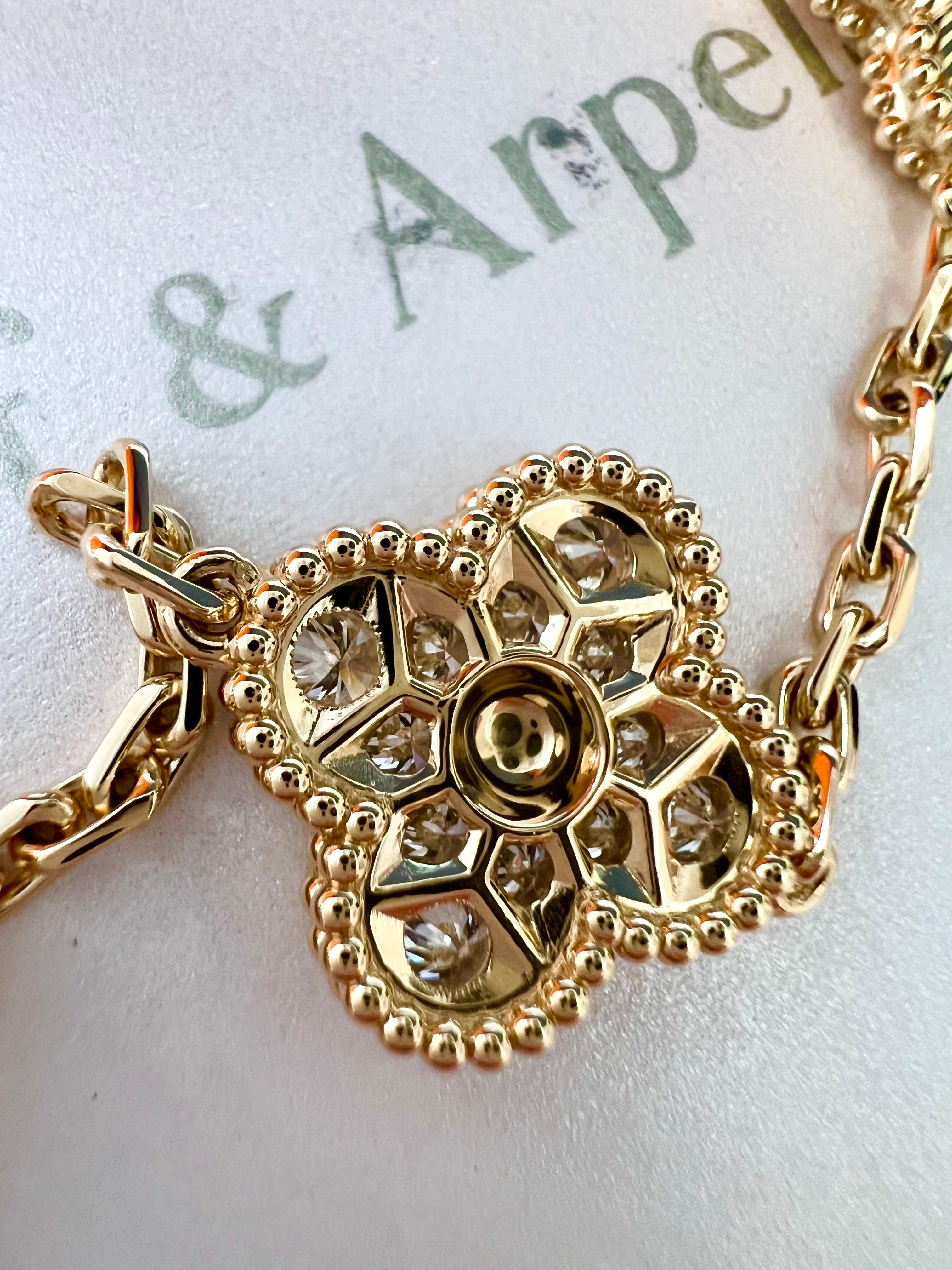 Van Cleef & Arpels Vintage Alhambra 5 Motifs Guilloche Diamond Bracelet 1