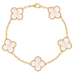 Van Cleef & Arpels Vintage Alhambra 5 Motifs Mother Of Pearl Bracelet 18K Gold