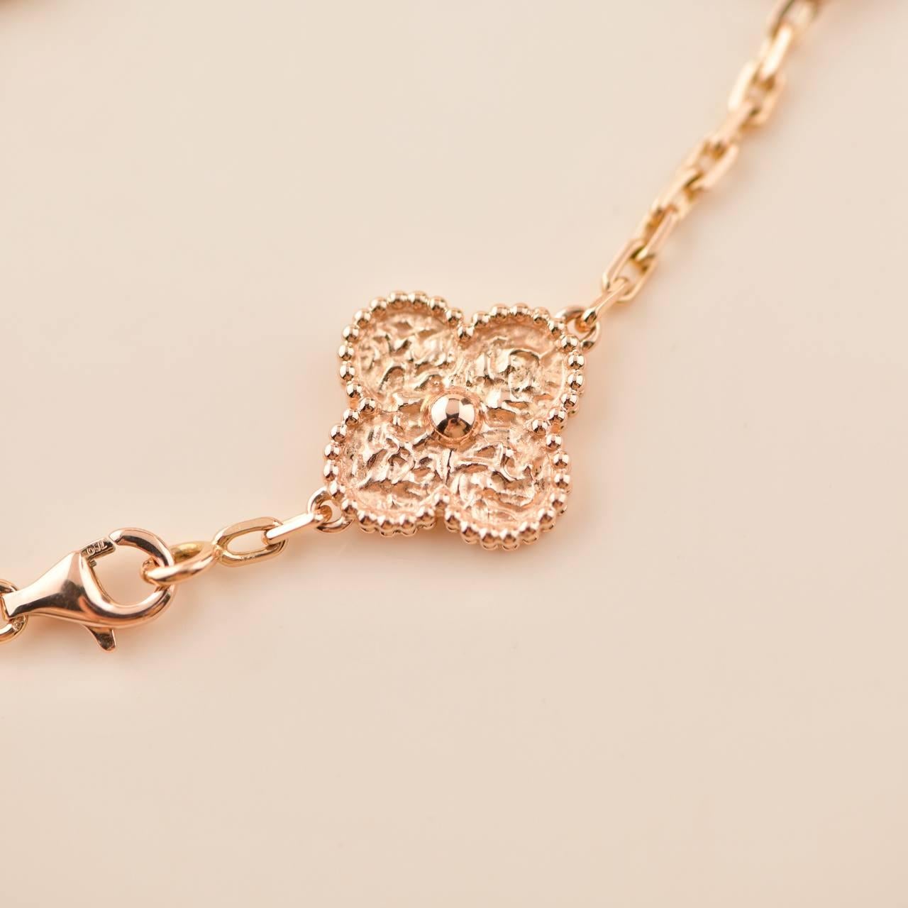 Van Cleef & Arpels Vintage Alhambra 5 Motifs Rose Gold Bracelet 1