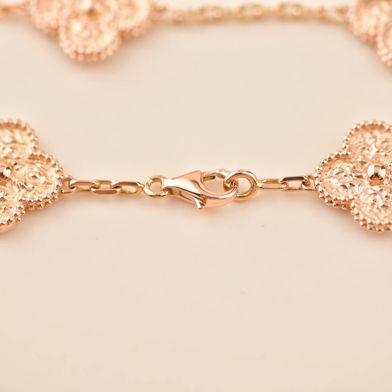 Van Cleef & Arpels Vintage Alhambra 5 Motifs Rose Gold Bracelet 3