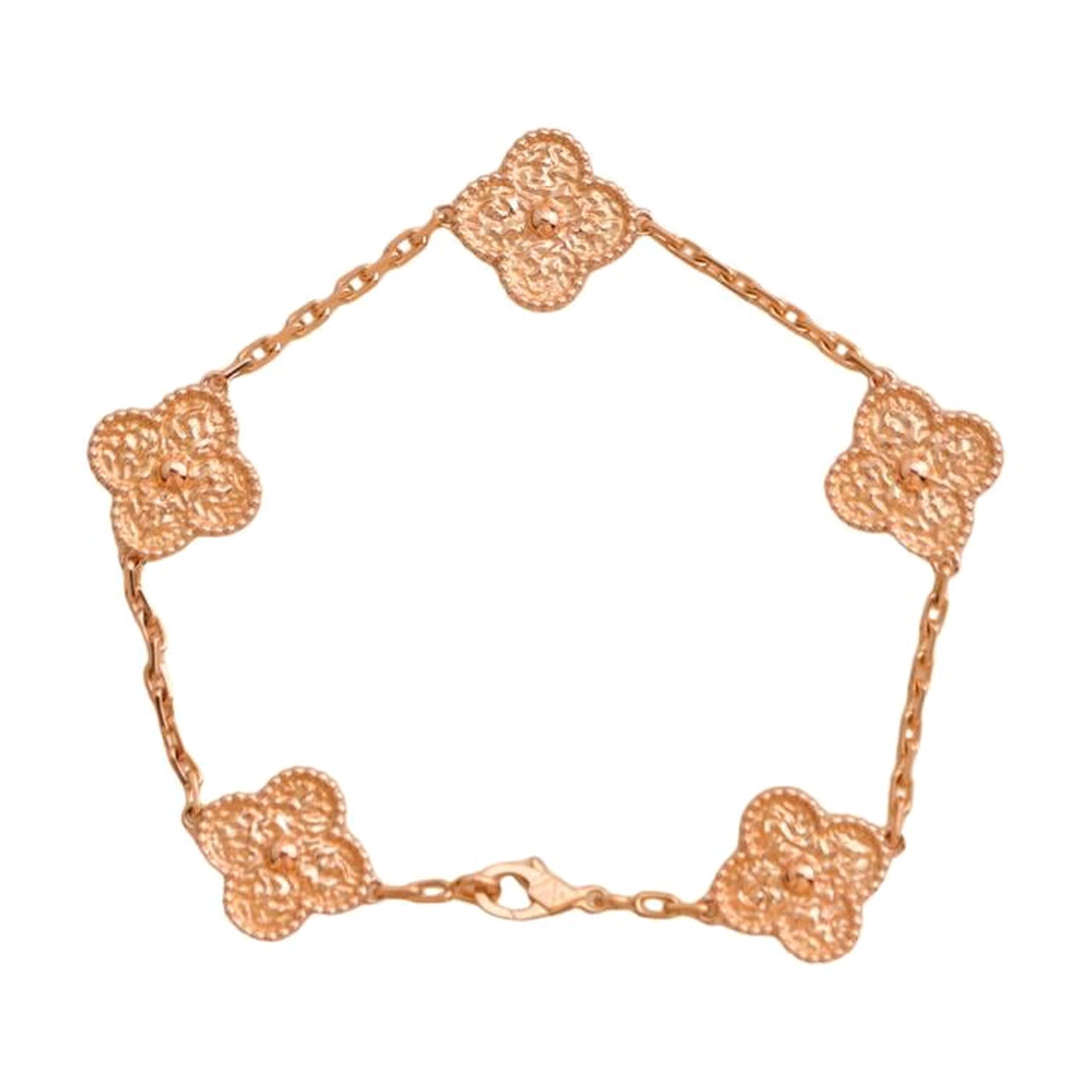 Van Cleef & Arpels Vintage Alhambra Armband aus Roségold mit 5 Motiven