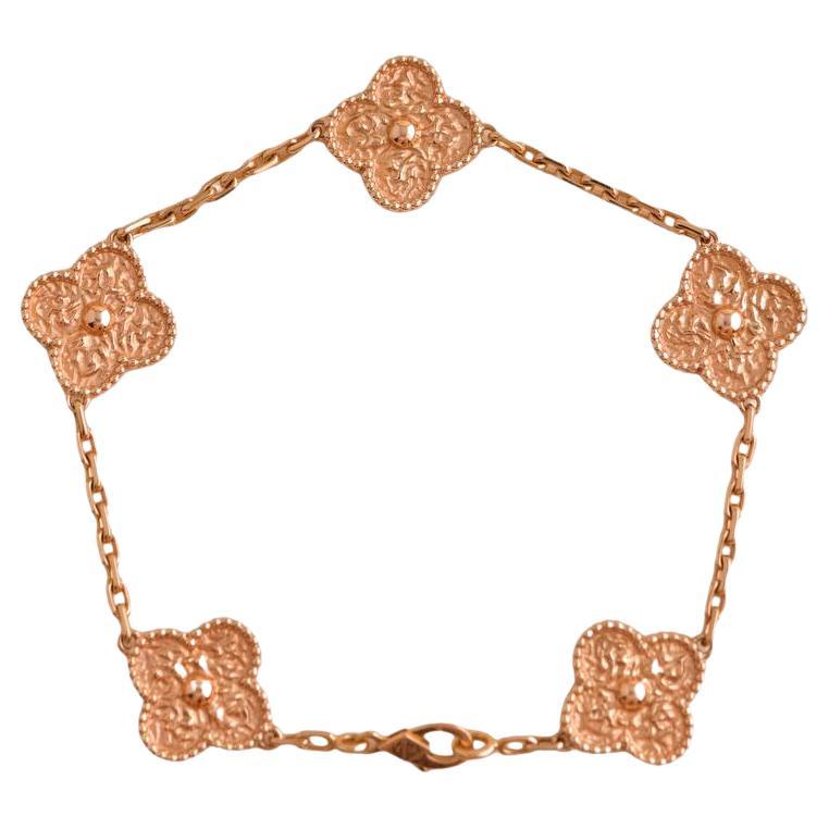 Van Cleef & Arpels Vintage Alhambra 5 Motifs Rose Gold Bracelet