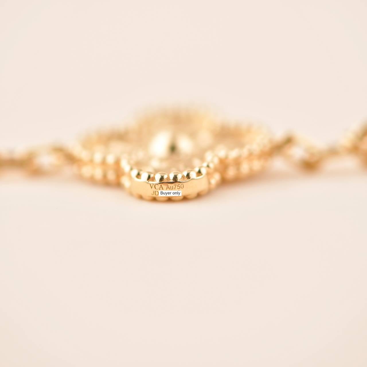 Van Cleef & Arpels Vintage Alhambra 5 Motifs Yellow Gold Bracelet In Excellent Condition In Banbury, GB