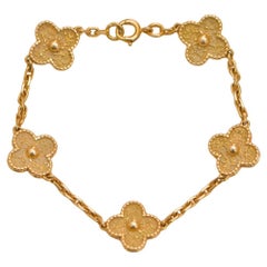 Van Cleef & Arpels Vintage Alhambra 5 Motifs Yellow Gold Bracelet