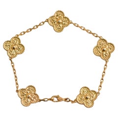 Van Cleef & Arpels Vintage Alhambra 5 Motifs Yellow Gold Bracelet