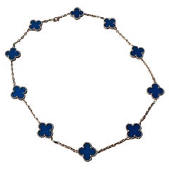 Van Cleef & Arpels - Vintage Alhambra - 10 Lucky Cloves en agate bleue  Collier en or 18k