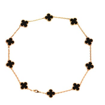 Van Cleef & Arpels Onyx 10-Motif Vintage Alhambra Necklace, 2023