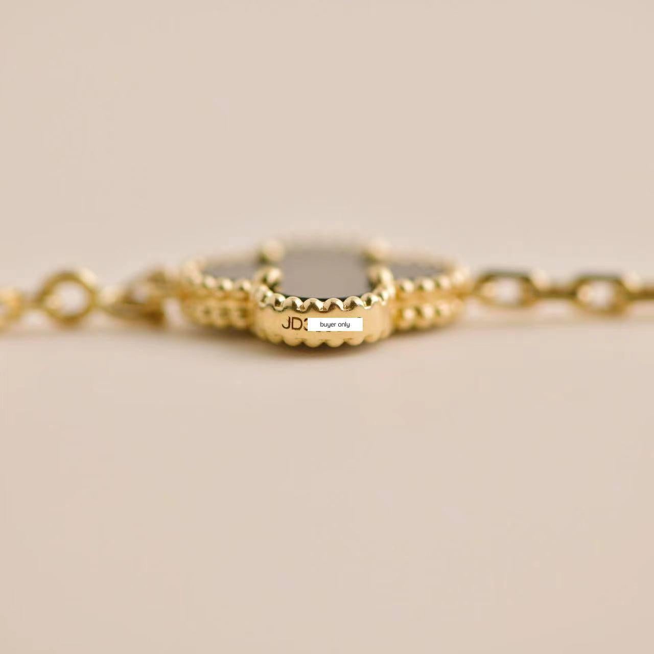 Van Cleef & Arpels Vintage Alhambra Black Onyx 10 Motif Yellow Gold Necklace 3