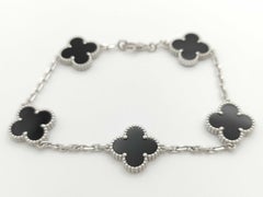 Van Cleef & Arpels Bracciale vintage Alhambra in onice nero e oro bianco 18 carati