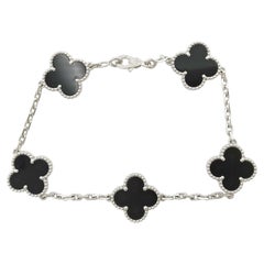 Van Cleef & Arpels Vintage Alhambra Black Onyx 18K White Gold Bracelet