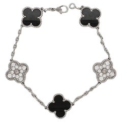 Van Cleef & Arpels Bracciale vintage Alhambra in onice nera e diamanti a 5 motivi