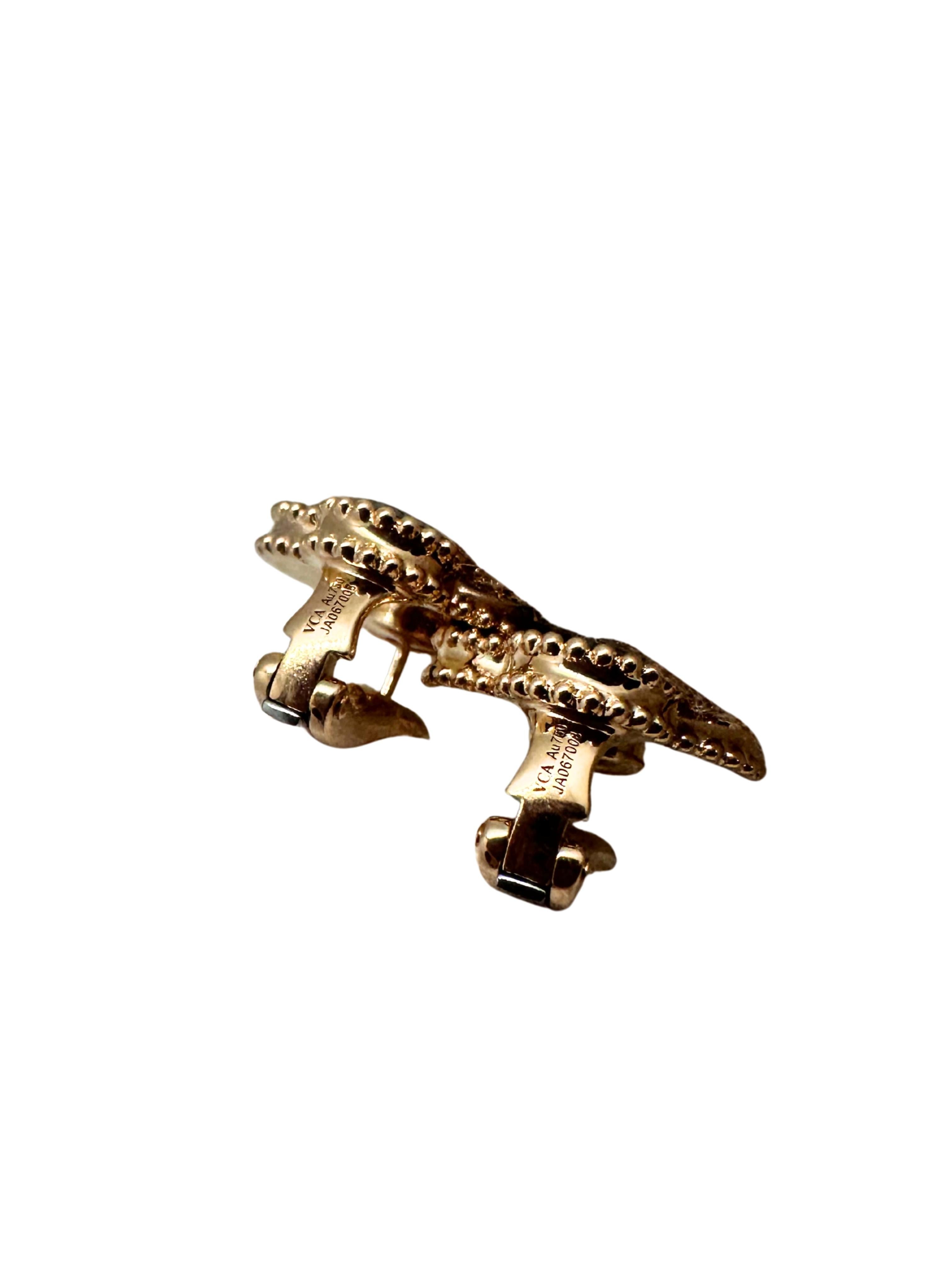 Van Cleef & Arpels Vintage Alhambra Schwarzer Onyx Diamant Gold Besondere Ohrringe 4