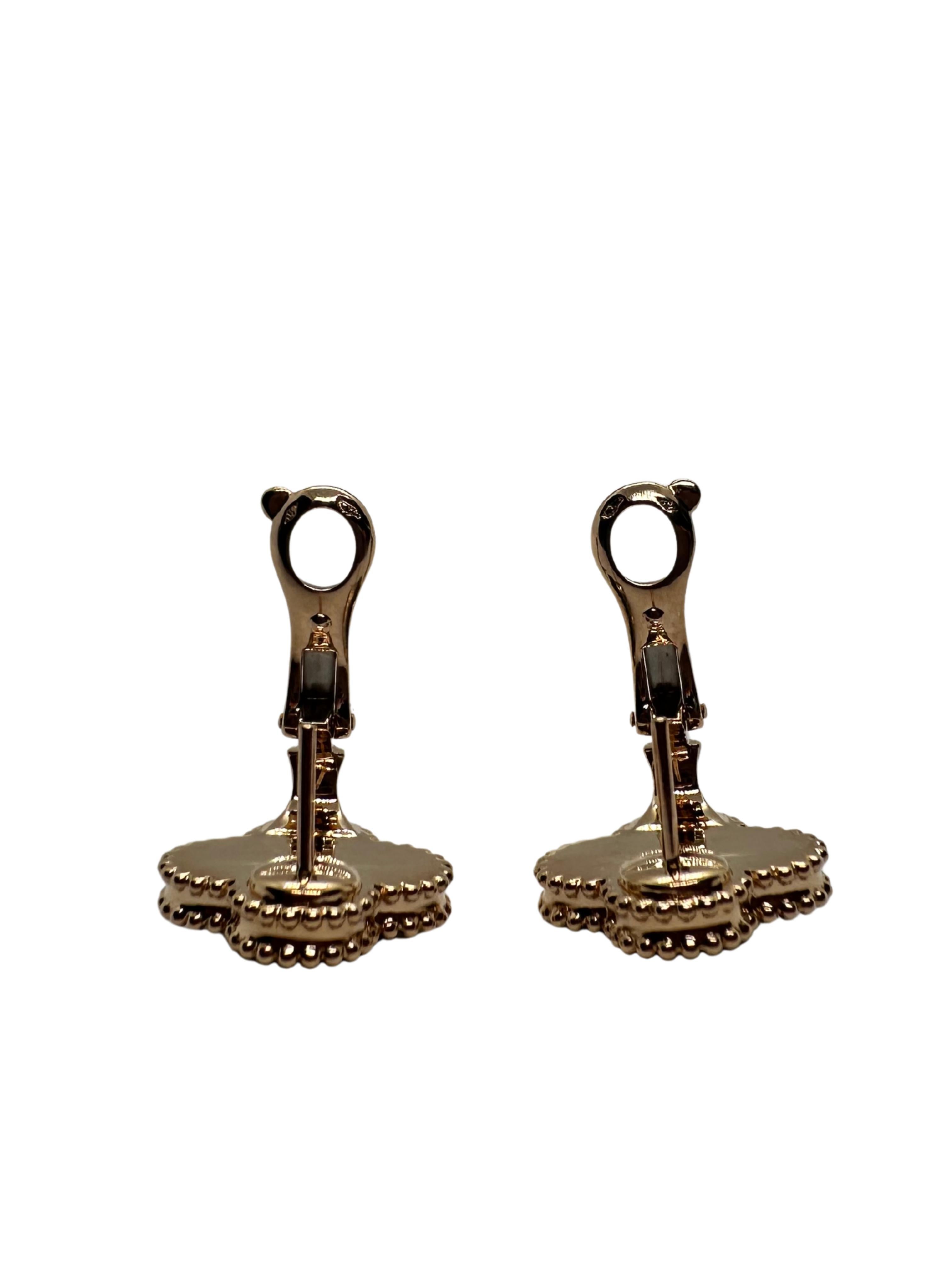 Van Cleef & Arpels Vintage Alhambra Schwarzer Onyx Diamant Gold Besondere Ohrringe 1