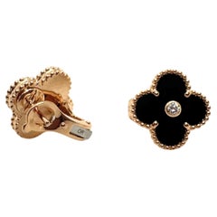 Van Cleef 
Arpels Vintage Alhambra Black Onyx Diamond Gold Special Earrings