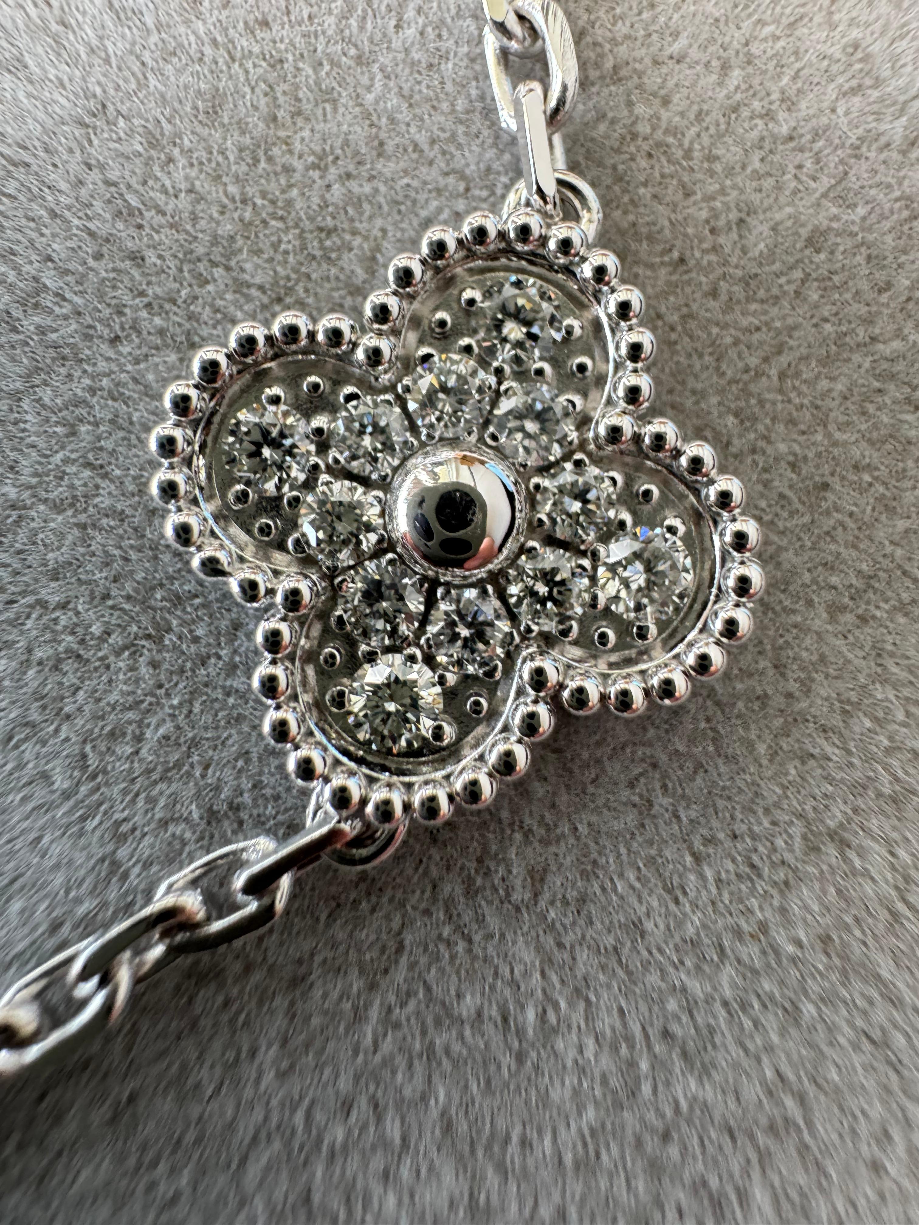 Van Cleef & Arpels Vintage Alhambra Black Onyx Diamond Motif White Gold Bracelet 11