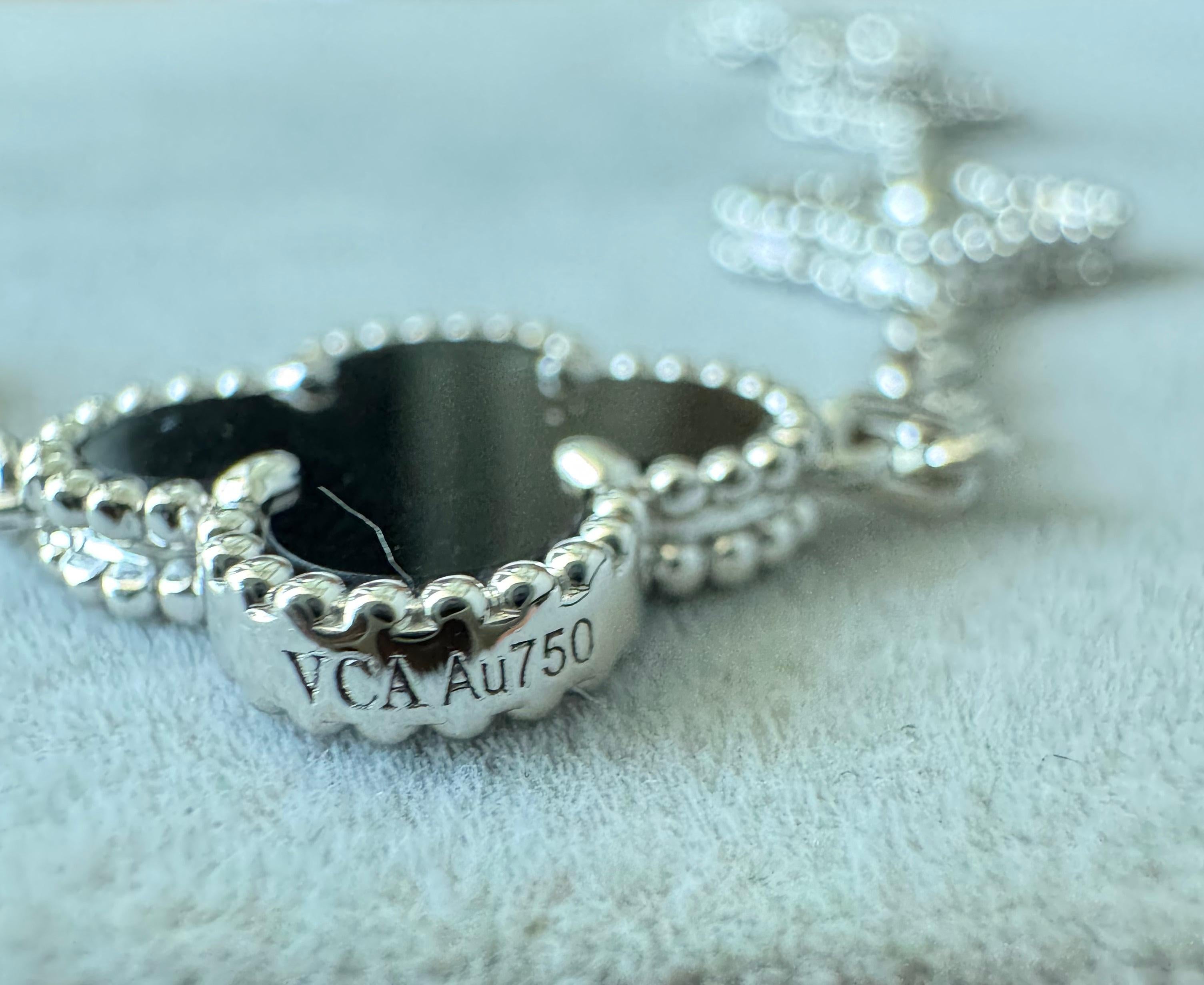 Women's or Men's Van Cleef & Arpels Vintage Alhambra Black Onyx Diamond Motif White Gold Bracelet