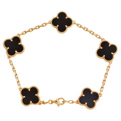 Van Cleef & Arpels Vintage Alhambra Black Onyx Yellow Gold Bracelet