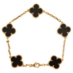 Van Cleef & Arpels Vintage Alhambra Black Onyx Yellow Gold Bracelet