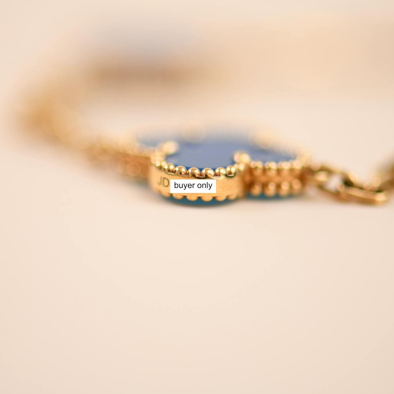 Van Cleef & Arpels Vintage Alhambra Blue Agate 18K Yellow Gold Bracelet 3