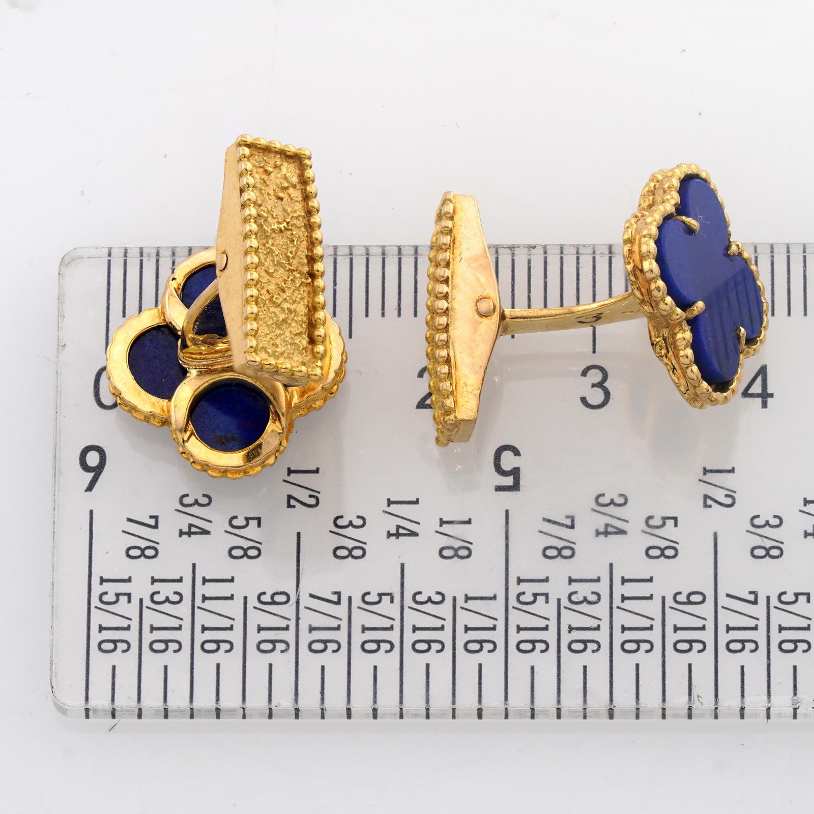 VAN CLEEF & ARPELS Vintage Alhambra Blauer Lapislazuli Gelbgold Manschettenknöpfe im Angebot 1
