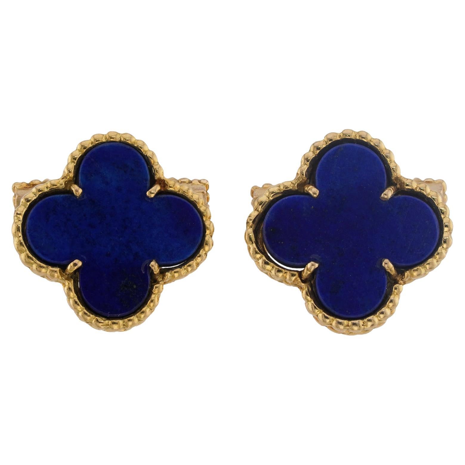 VAN CLEEF & ARPELS Vintage Alhambra Blauer Lapislazuli Gelbgold Manschettenknöpfe