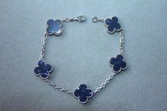 Van Cleef & Arpels Vintage Alhambra Blue Pietersite 18 Karat White Gold Bracelet