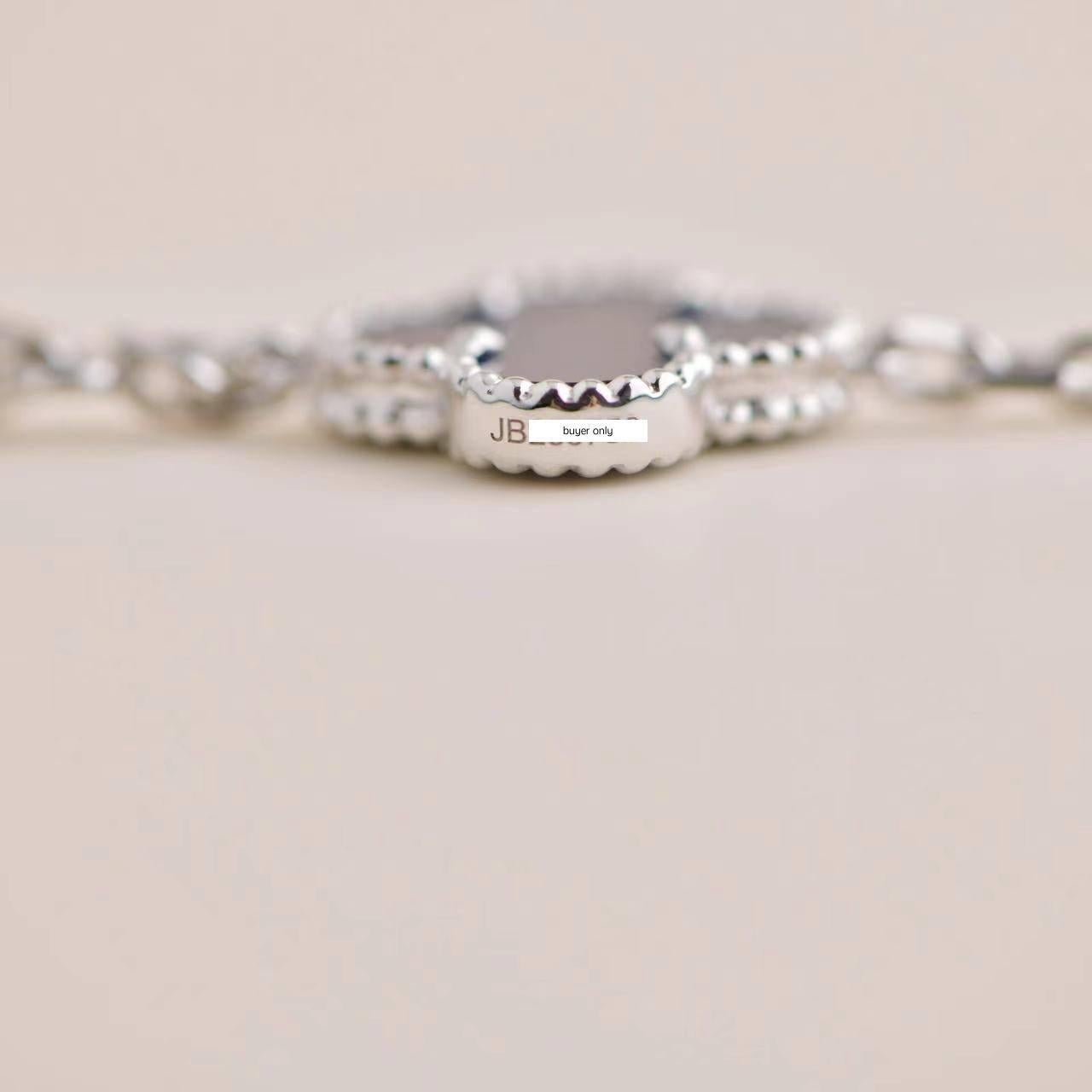 Van Cleef & Arpels Vintage Alhambra Blue Sevres Porcelain White Gold Bracelet 2