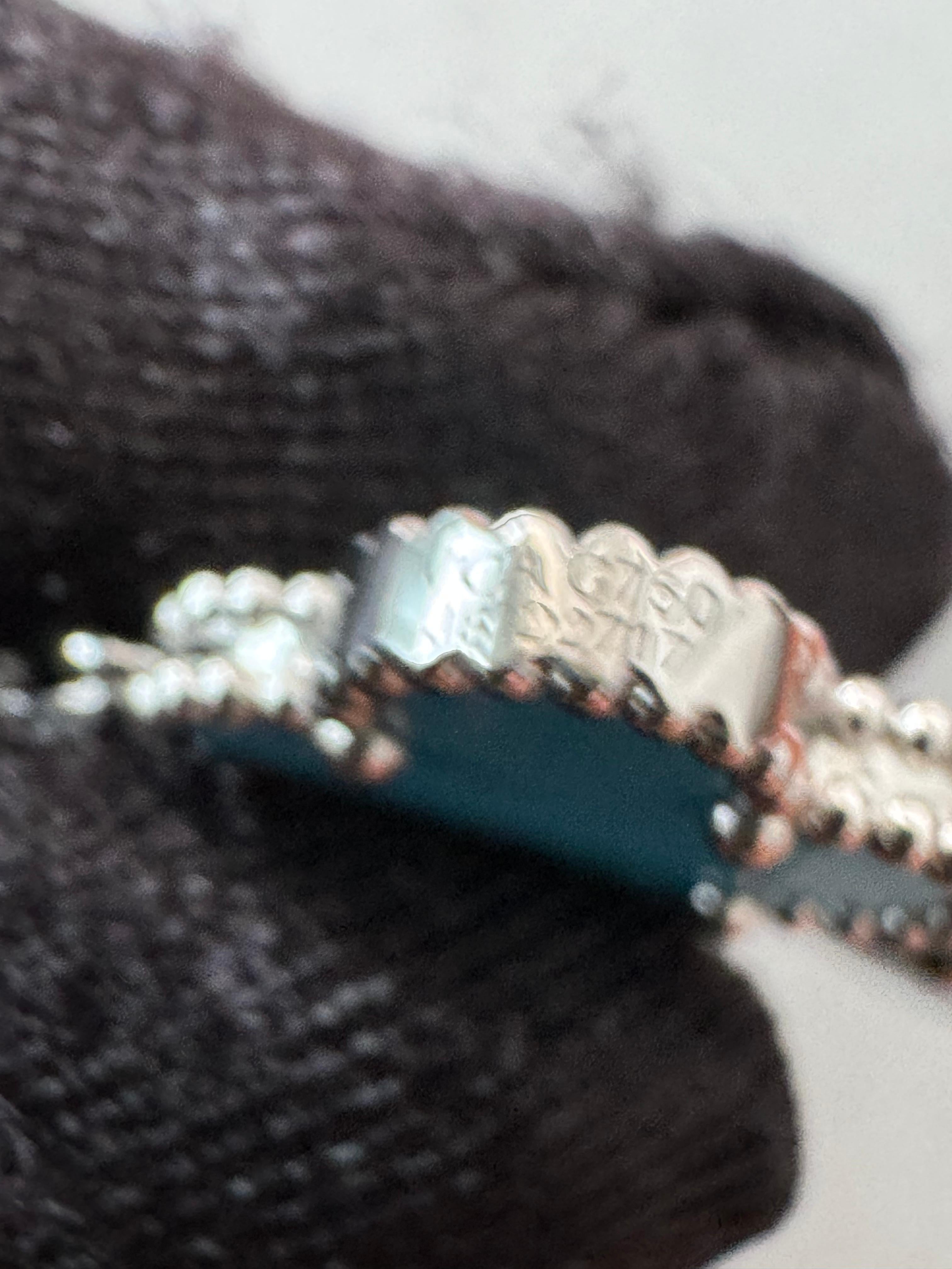 Van Cleef & Arpels Vintage Alhambra Blue Turquoise 18 Karat White Gold Bracelet 12