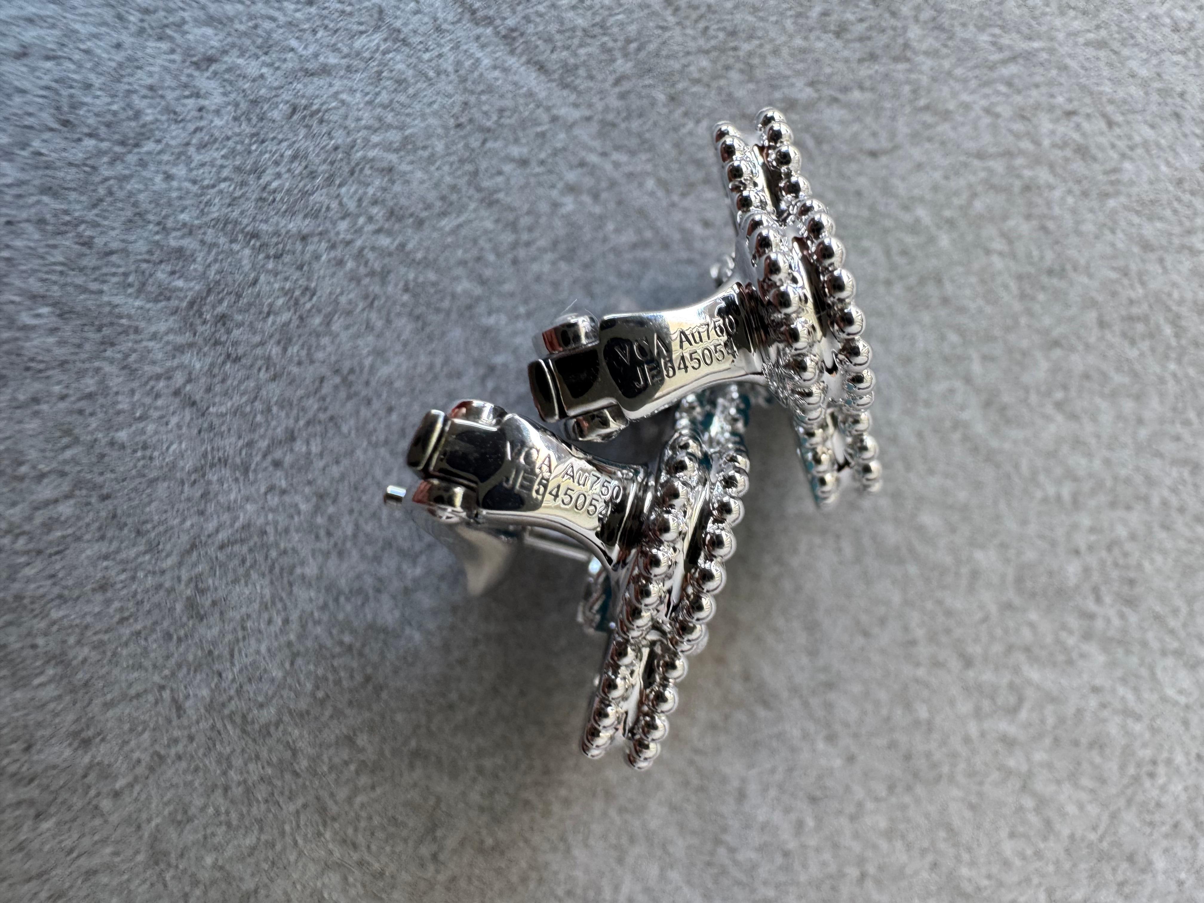 Pendientes de clip Van Cleef & Arpels Vintage Alhambra Turquesa Azul Oro Blanco 18K 10