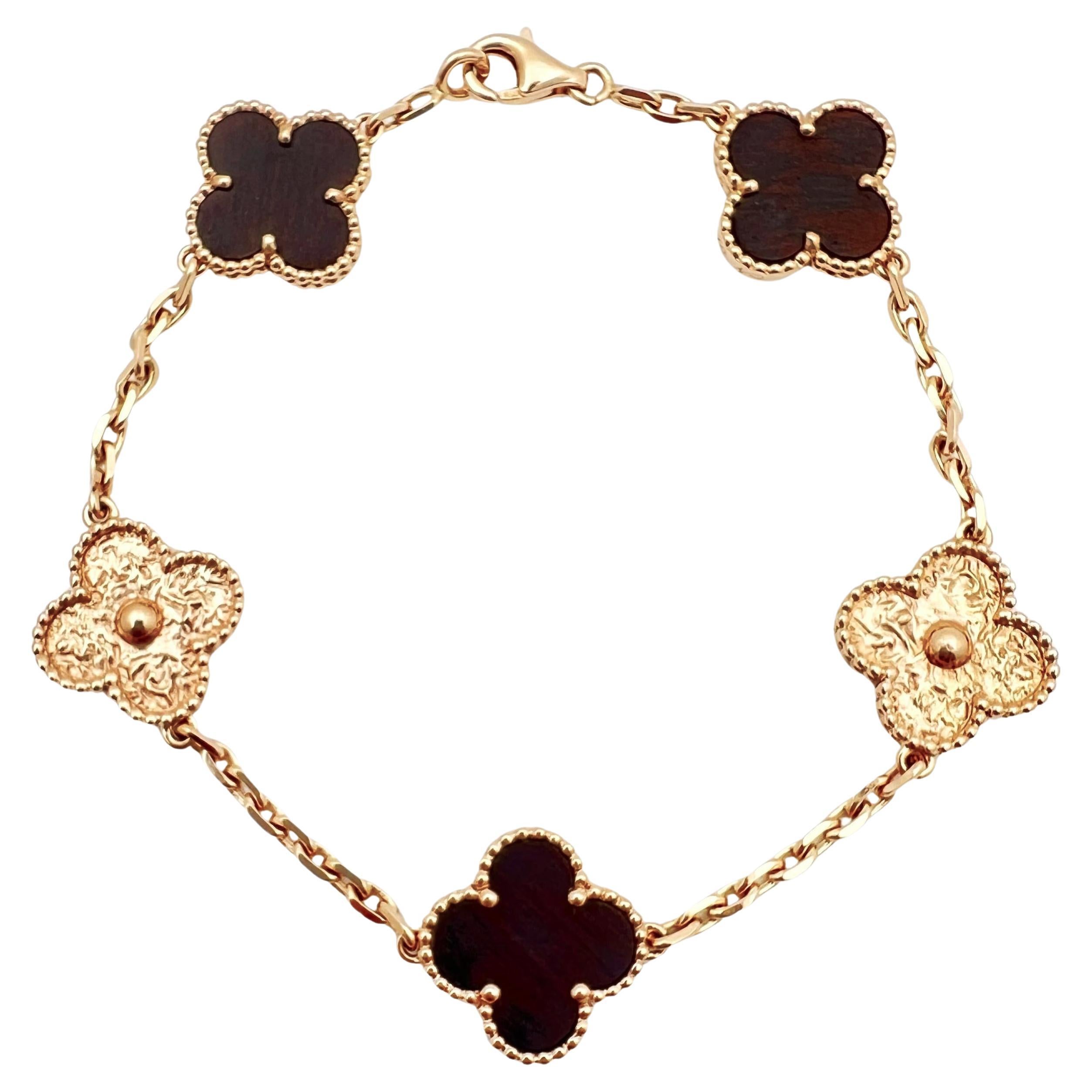 Van Cleef & Arpels Vintage Alhambra Bois D'Amourette Bracelet For Sale