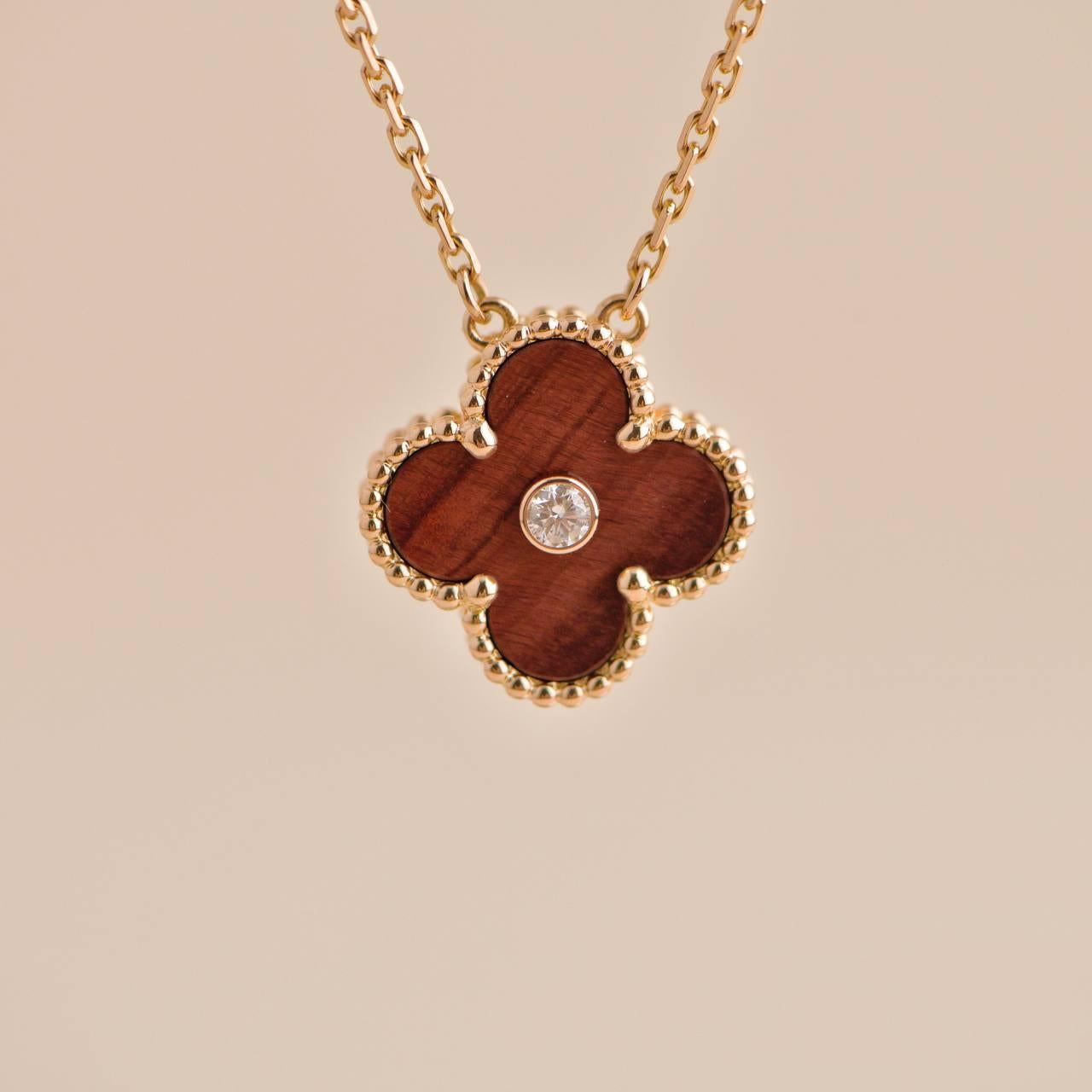 Van Cleef & Arpels Vintage Alhambra Bullseye Diamond Rose Gold 2017 Pendant In Excellent Condition In Banbury, GB