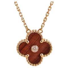 Van Cleef & Arpels Vintage Alhambra Bullseye Diamond Rose Gold 2017 Pendant