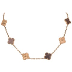 Van Cleef & Arpels Vintage Alhambra Bois D'Amourette Rose Gold Necklace