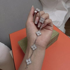 Van Cleef & Arpels Vintage Alhambra Bracele Pavé Diamonds 18K White Gold