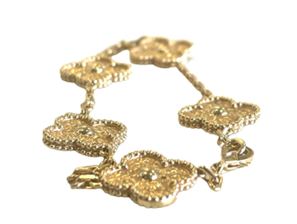 VAN CLEEF and ARPELS VINTAGE ALHAMBRA BRACELET 5 Motifs For Sale at