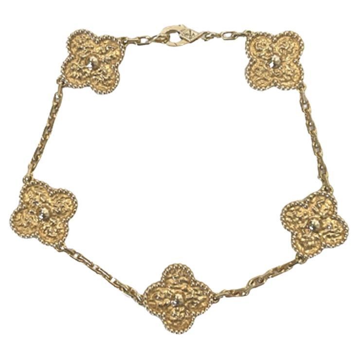 VAN CLEEF and ARPELS VINTAGE ALHAMBRA BRACELET 5 Motifs For Sale at