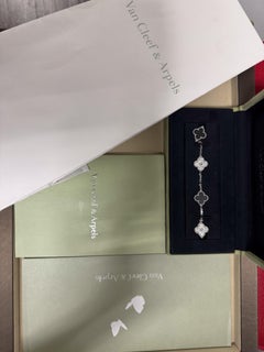 Van Cleef & Arpels Vintage Alhambra Bracelet 5 Motifs Onyx &Diamonds 18KWG Set