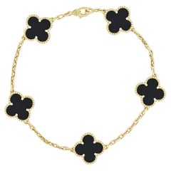 Van Cleef & Arpels Vintage Alhambra Bracelet, 5 Motifs Onyx