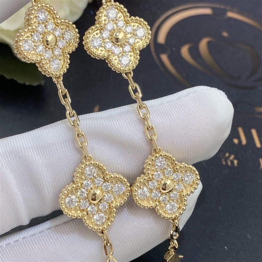 Van Cleef & Arpels Bracelet vintage Alhambra à 5 motifs avec diamants Excellent état à Miami, FL